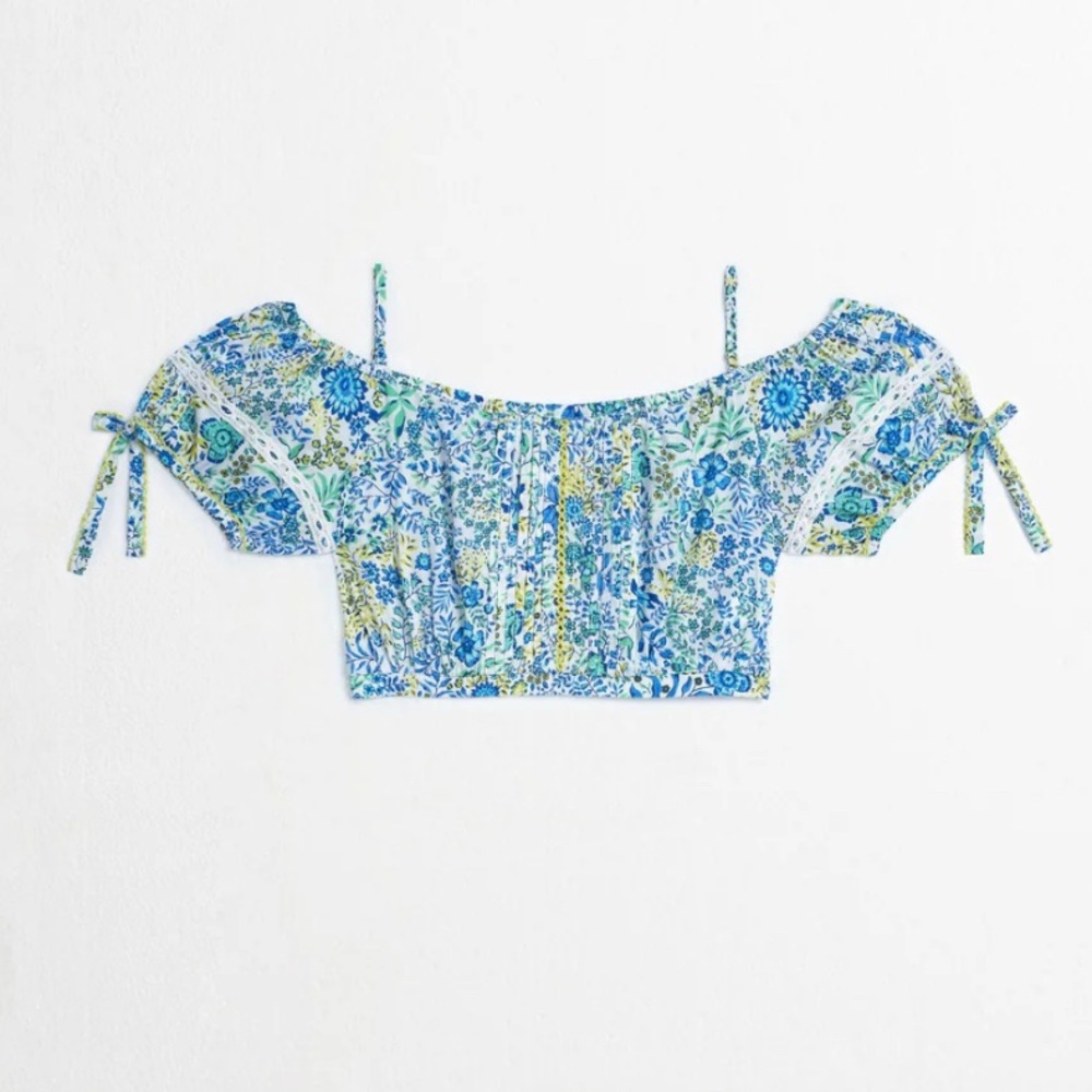 POUPETTE ST BARTH KIDS TOP BONNY
WHITE BLUE NATURE SIZE 12 NWT